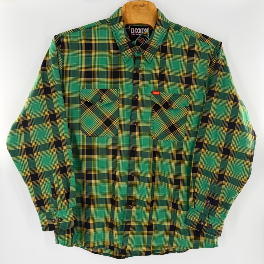 Dixxon Flannel Co Cool Runnings Green Yellow Plaid D-Tech Shirt Mens 3X